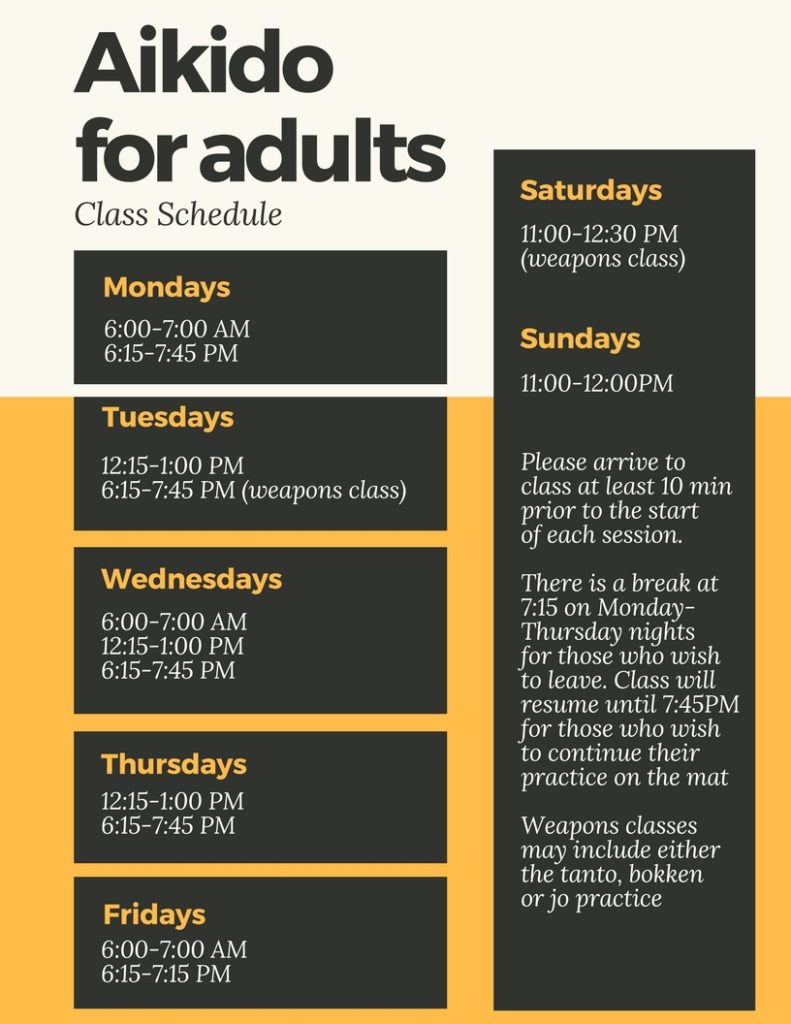adult aikido schedule
