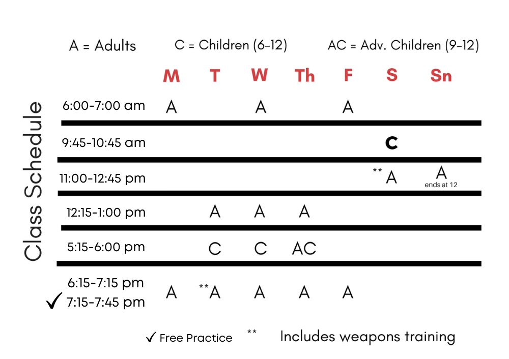 Aikido Class Schedule